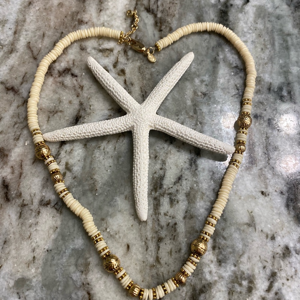 Sezane Cream and Gold Necklace